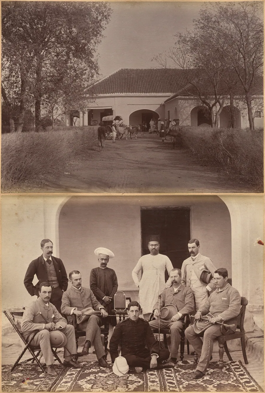 Civil officers at Jhansi (recto); Mr. William's House, Jhansi (verso) by Raja Deen Dayal