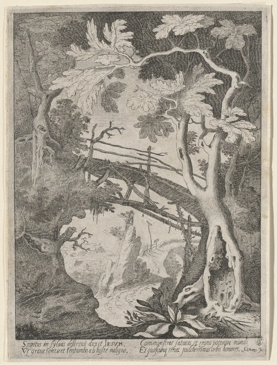 A Rocky Landscape with the Temptation of Christ by Sebastian Vrancx