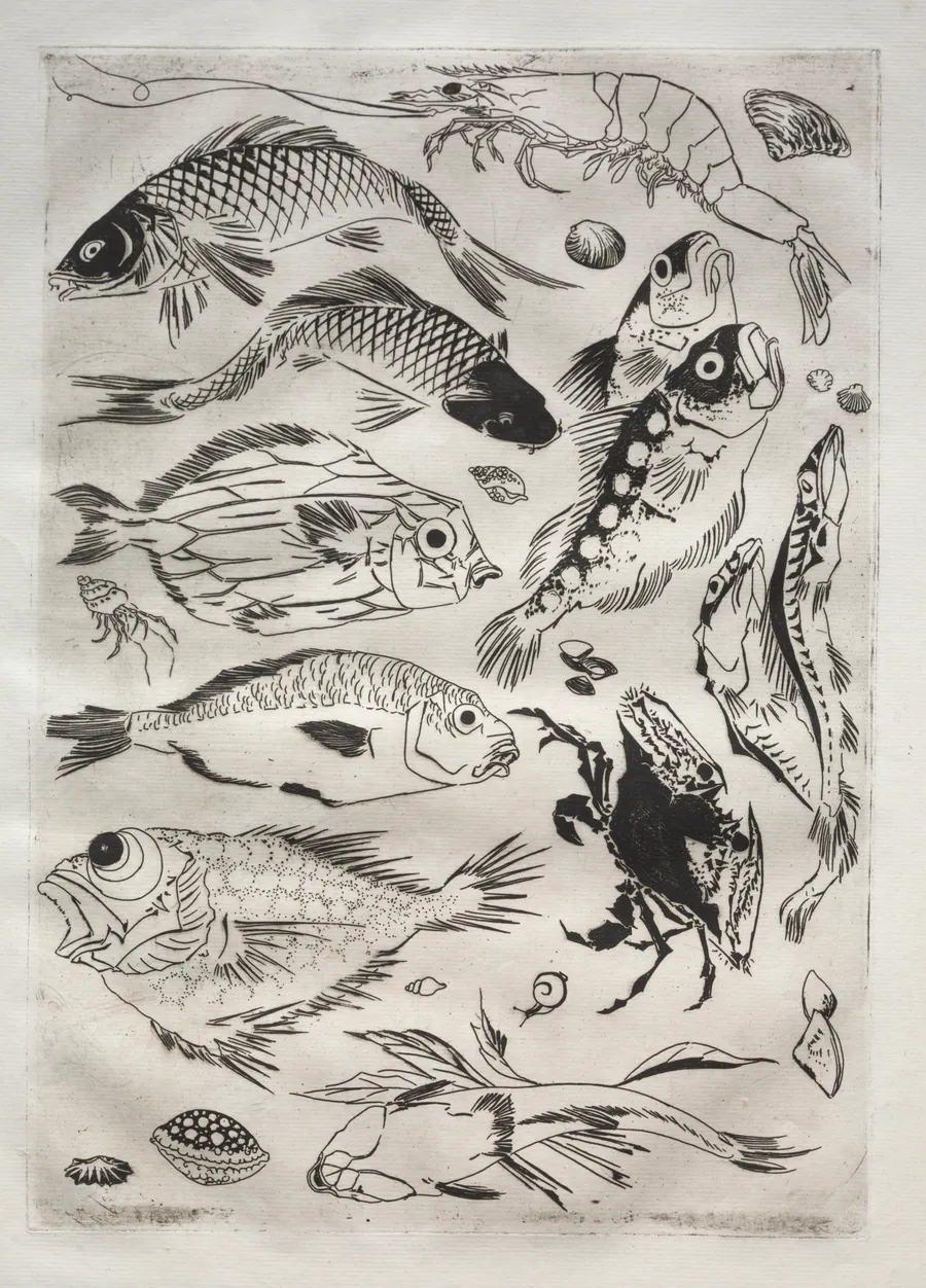 Dinner Service (Rousseau service): Fish (no. 24) by Félix Bracquemond