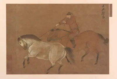 A rider lassoing a horse