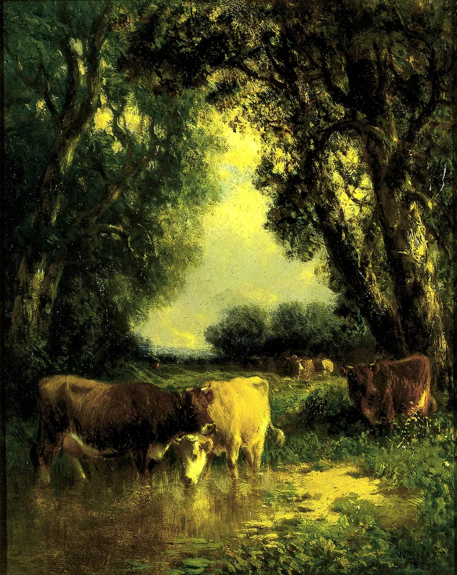 A Quiet Nook by William M. Hart, born Paisley, Scotland 1823-died Mount Vernon, NY 1894