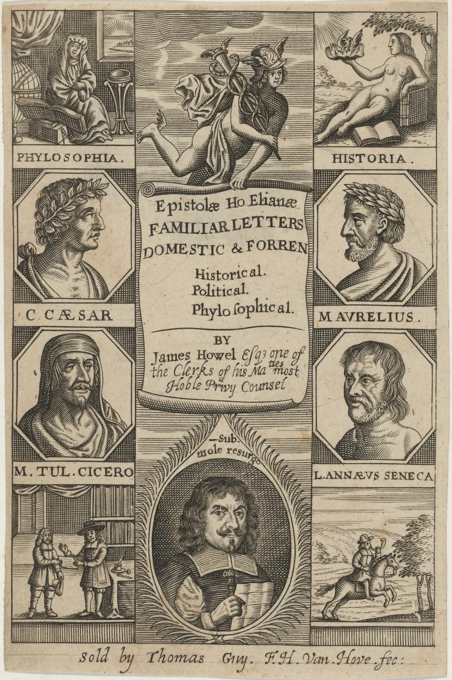 Title Page to Epistolae Hoephanae, by James Howel by Frederik Hendrik van den Hove