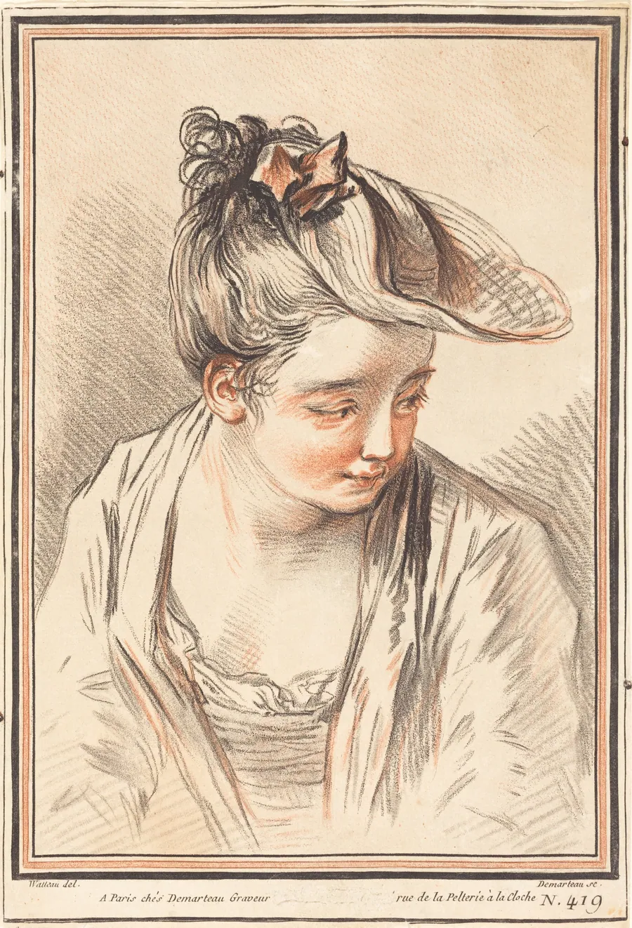 Head of a Young Woman by Gilles Demarteau the Elder