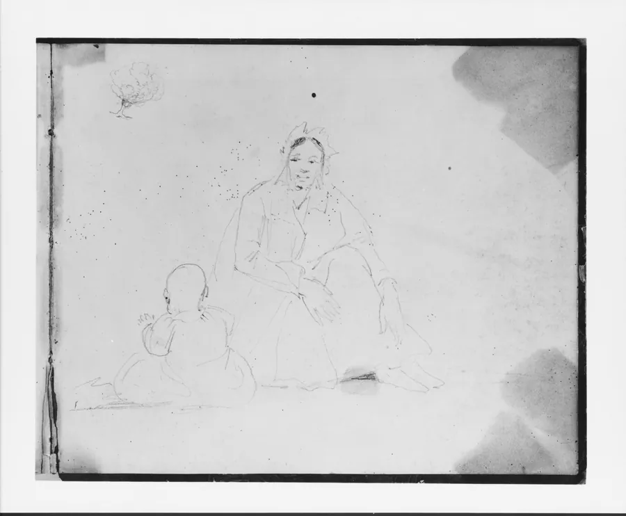 Mother and Baby; Sketch of a Tree (from Sketchbook) by Francis William Edmonds