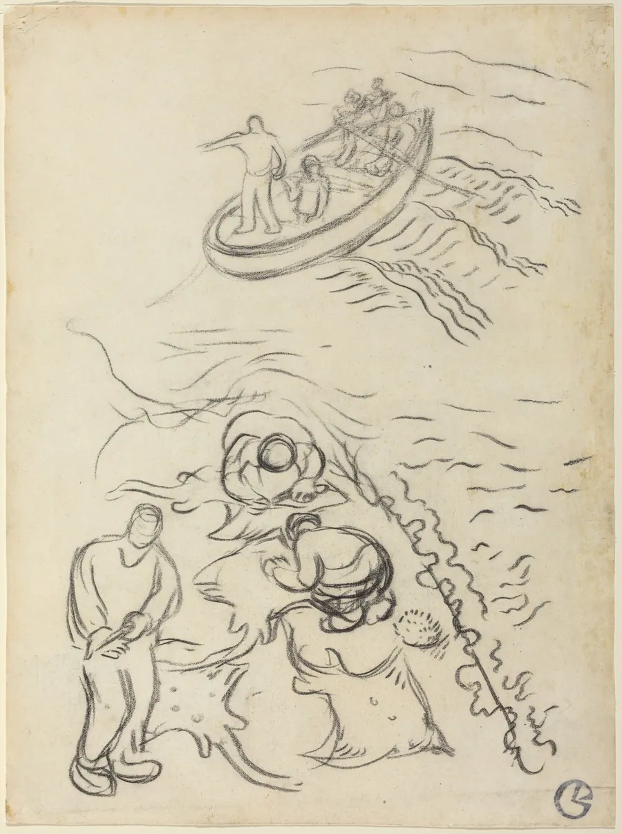 Study for "The Fishermen" with Men Emptying the Nets (Etude pour "Les Pêcheurs" et hommes vidant des raies) by Georges Lacombe