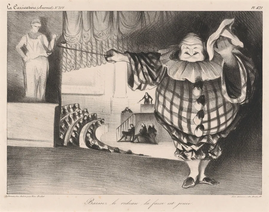 Baissez le rideau, la farce est jouée (Lower the Curtain, the Farce is Over) by Honoré Daumier