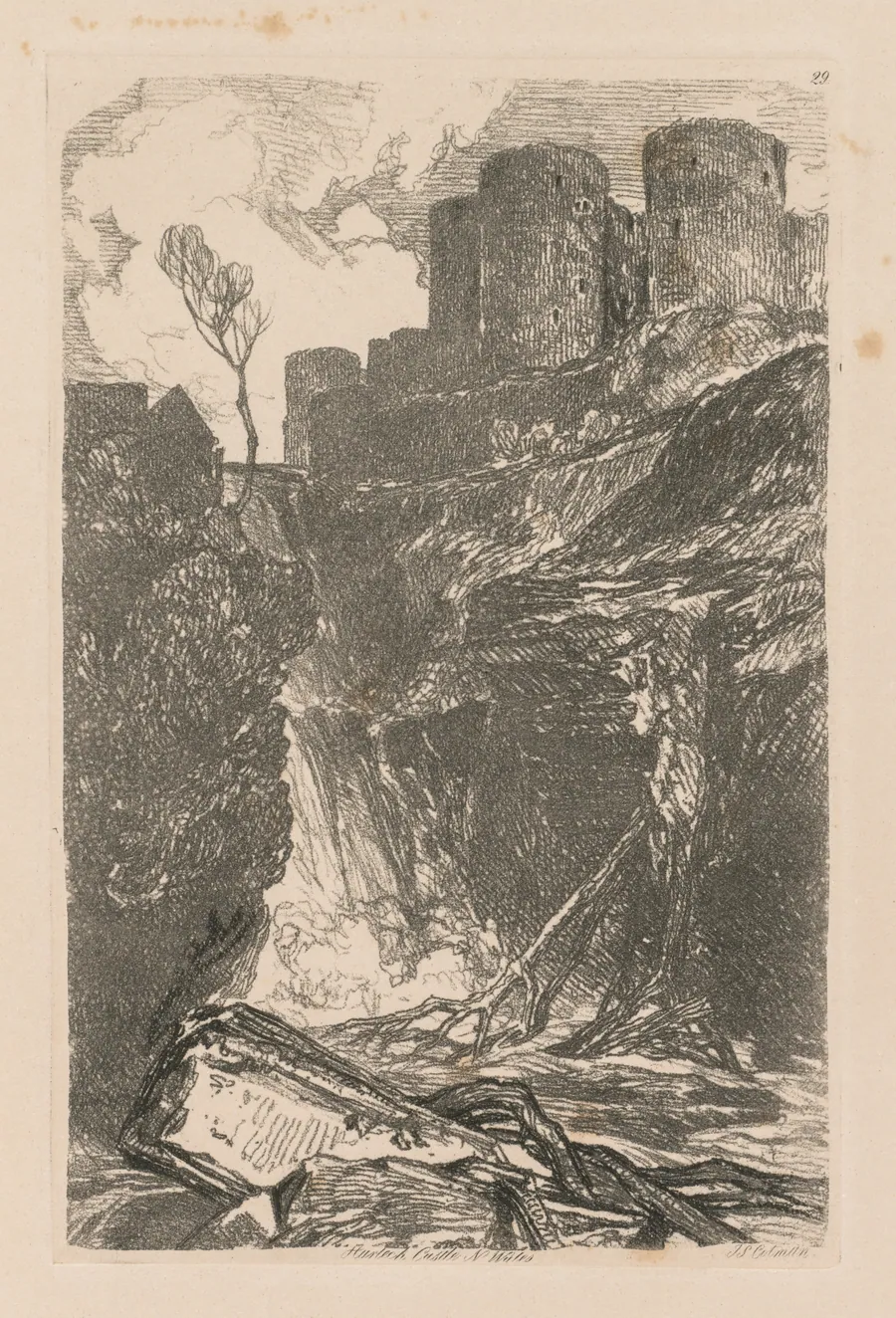 Liber Studiorum: Plate 29, Harlech Castle, N. Wales by John Sell Cotman