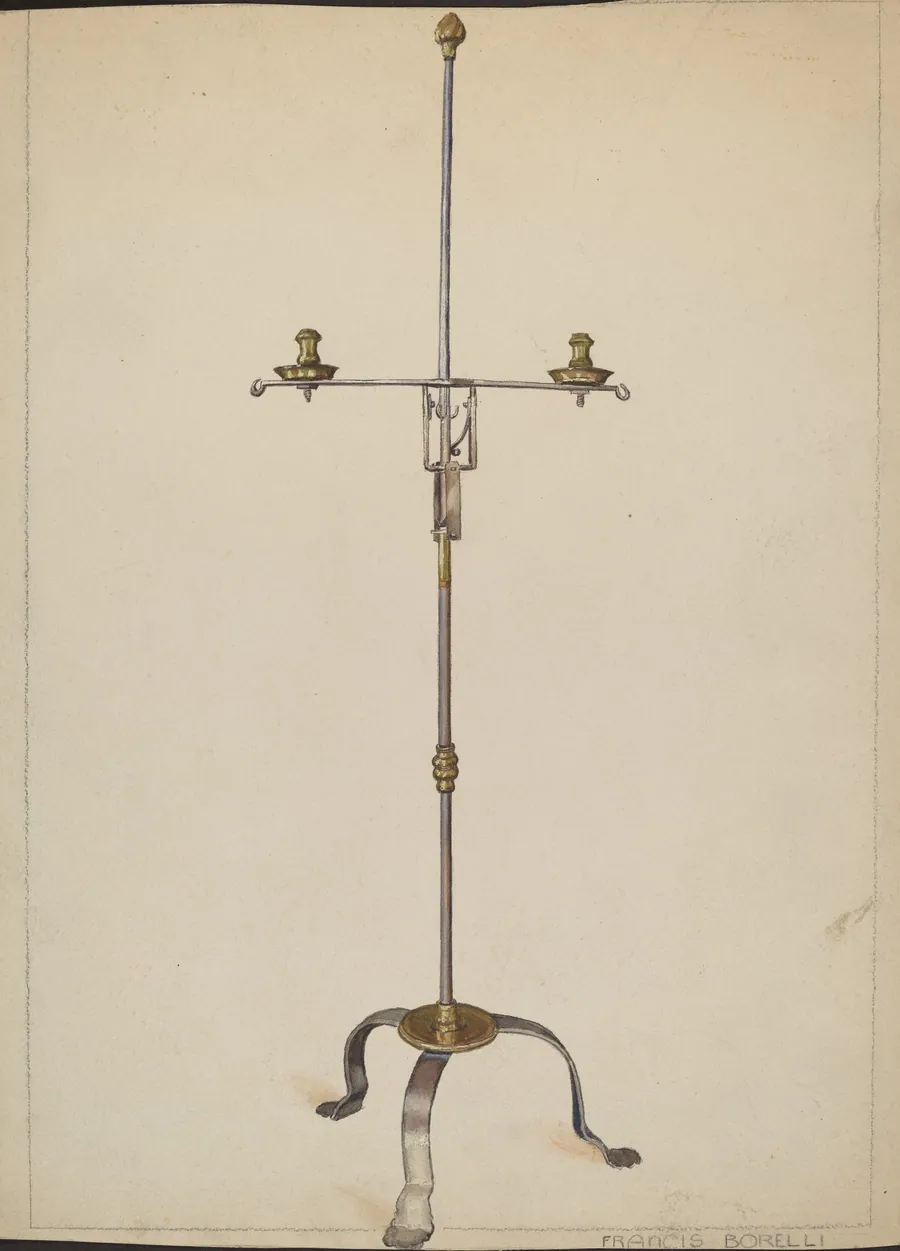 Iron and Brass Candlestand by Francis Borelli