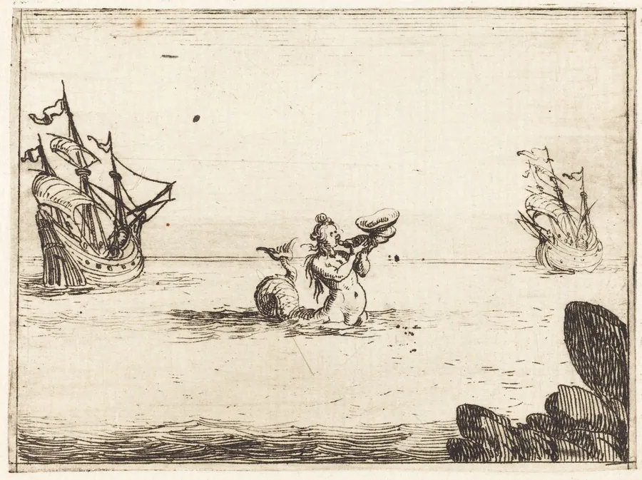 Siren between Two Ships by Jacques Callot