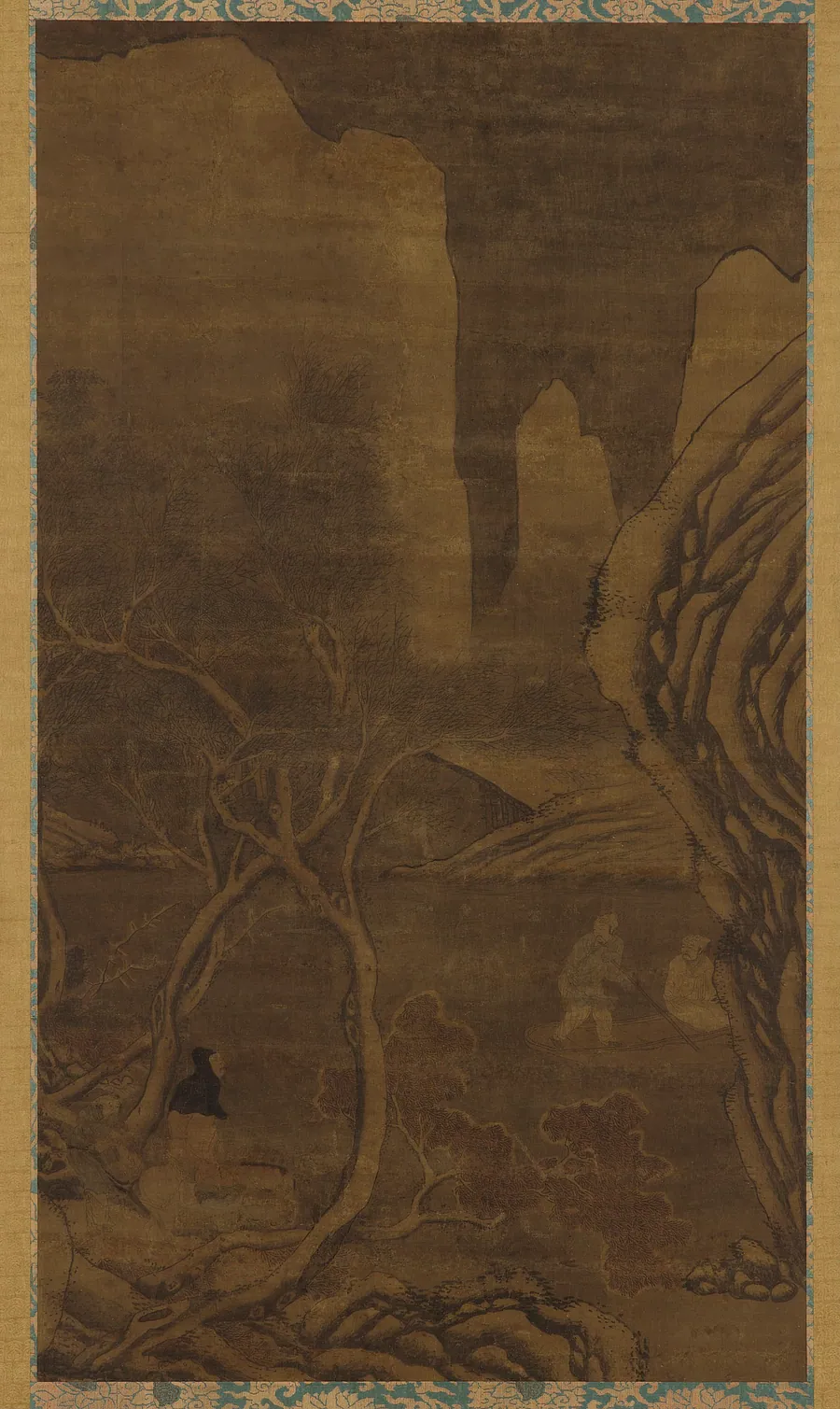 Winter landscape: travelers at a ferry by Formerly attributed to Dong Yuan (傳)董源 (died 962)