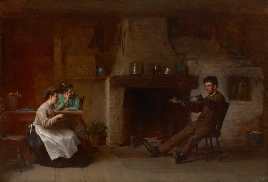Winding Yarn (Interior of a Nantucket Kitchen) by Eastman Johnson