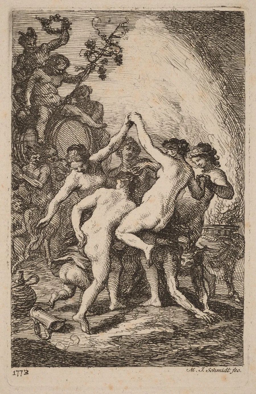 The Triumph of Bacchus with Dancing Nymphs by Martin Johann Schmidt