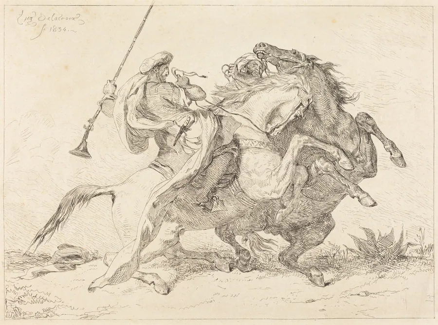 Encounter of the Moorish Horsemen (Rencontre de Cavaliers Maures) by Eugène Delacroix