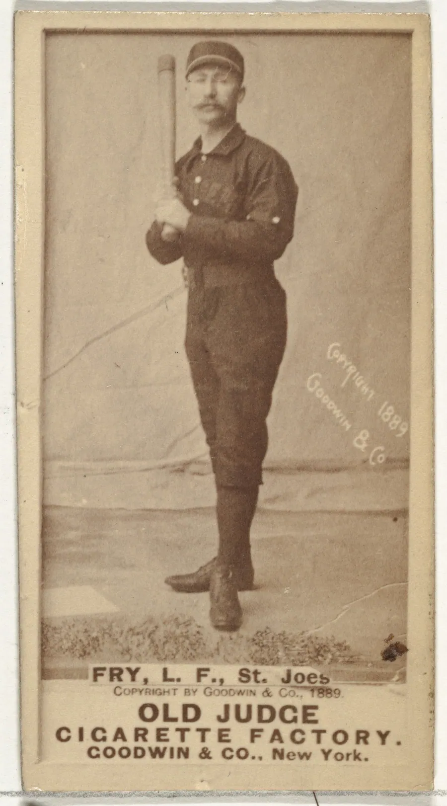 William J. Frey, Left Field, St. Joseph Clay Eaters, from the Old Judge series (N172) for Old Judge Cigarettes by Goodwin & Company