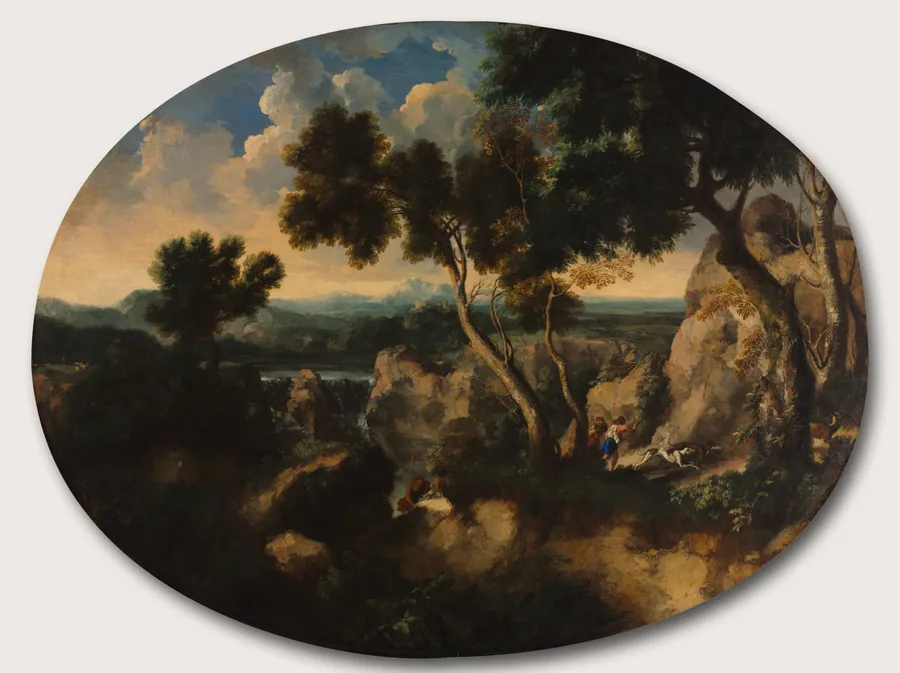 Rocky Landscape with Hunters by Gaspard Dughet