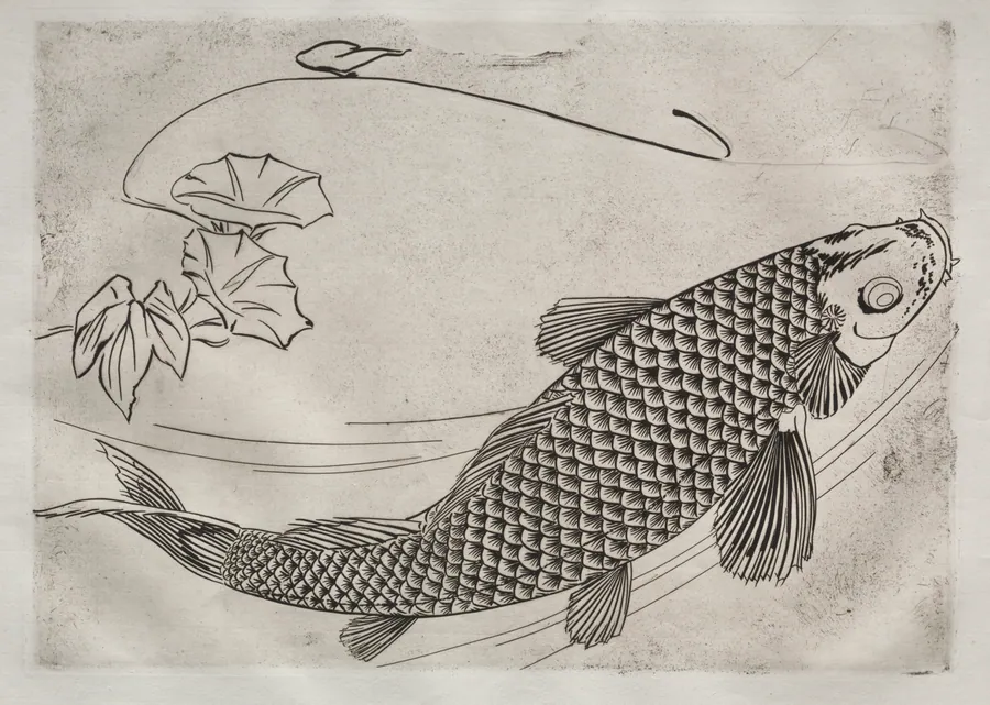 Dinner Service (Rousseau service): Large fish in a Japanese style (no. 19) by Félix Bracquemond