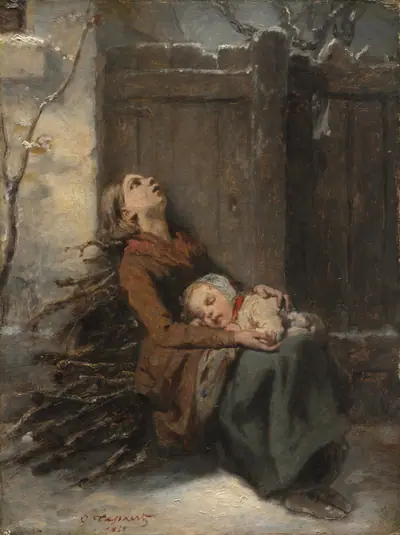 Destitute Mother and Child in Winter