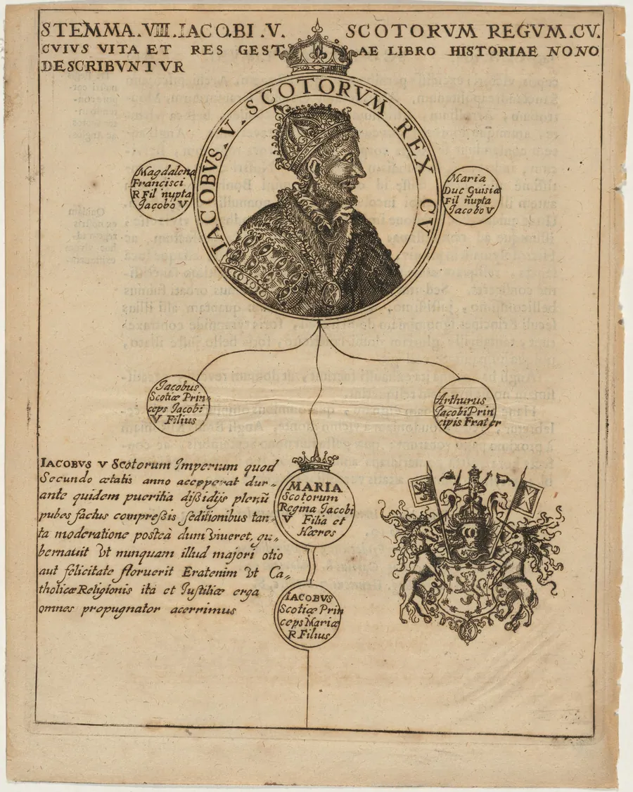 James V of Scotland with Geneology by Unknown 19th Century