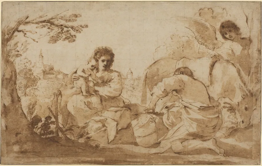 The Rest on the Flight into Egypt by Guercino