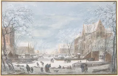 Snow Falling on a Dutch Town