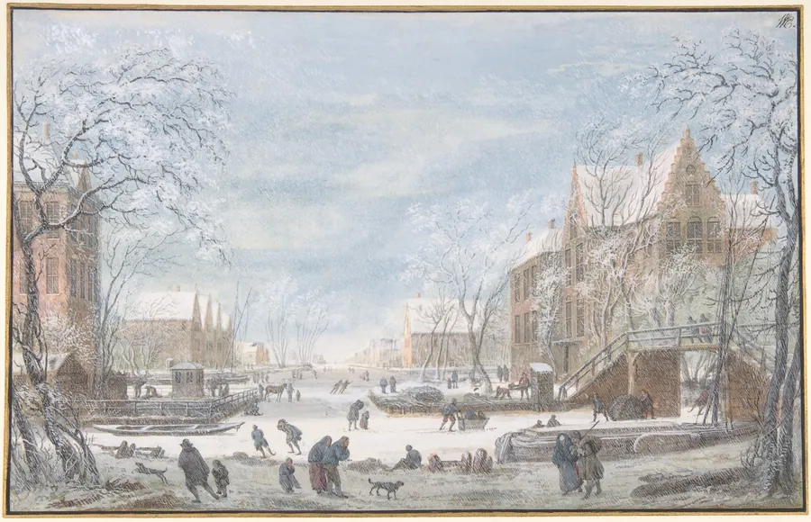 Snow Falling on a Dutch Town by Abraham Rademaker