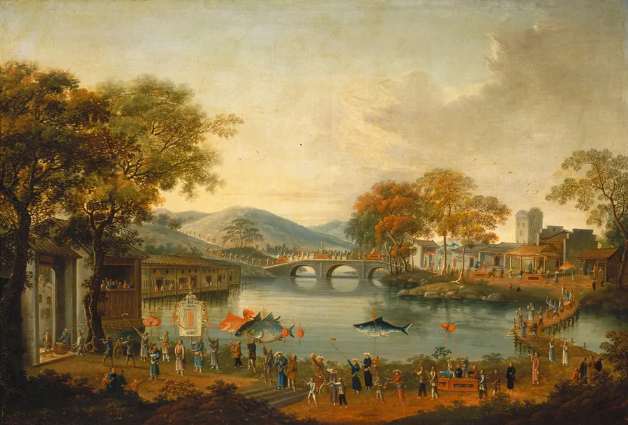 Procession by a Lake by Chinese Qing Dynasty