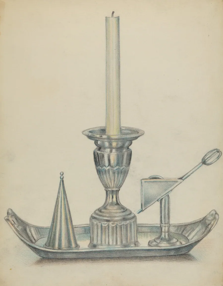 Silver Candlestick with Two Snuffers by Herbert Russin