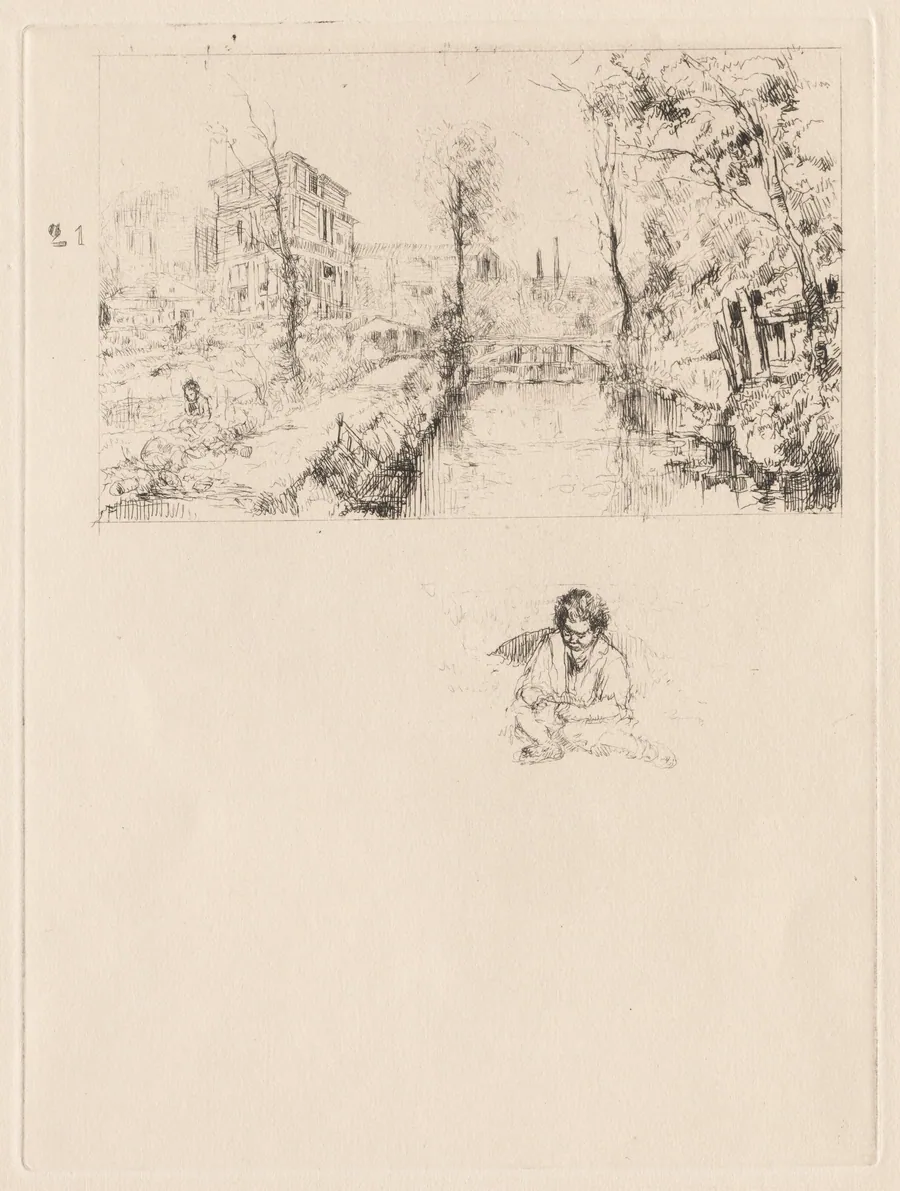 Landscape with Bridge and Child by Auguste Brouet