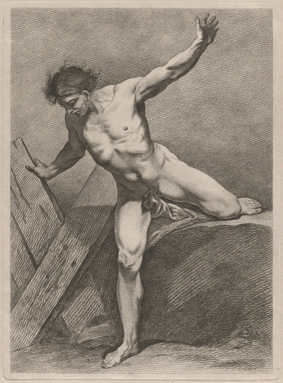 Climbing Man with Arms Outstretched by Carle Van Loo
