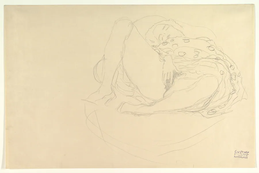 Reclining Nude with Drapery by Gustav Klimt