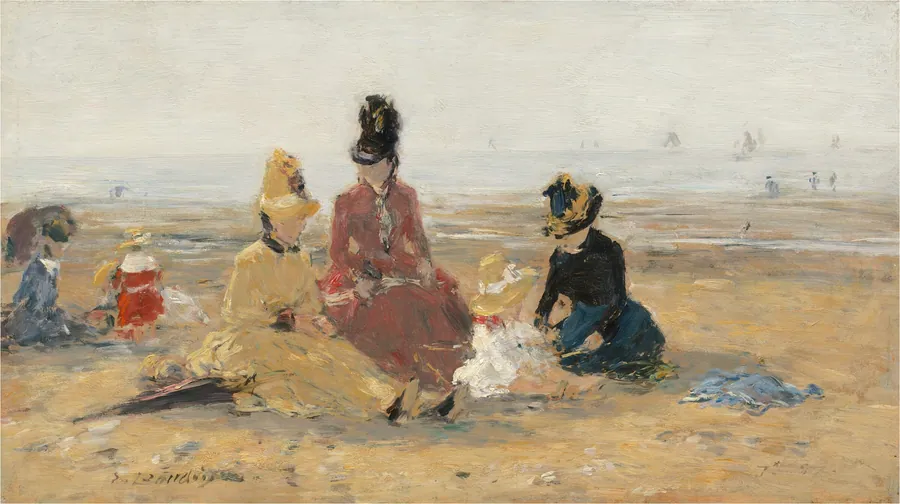On the Beach, Trouville by Eugène Boudin