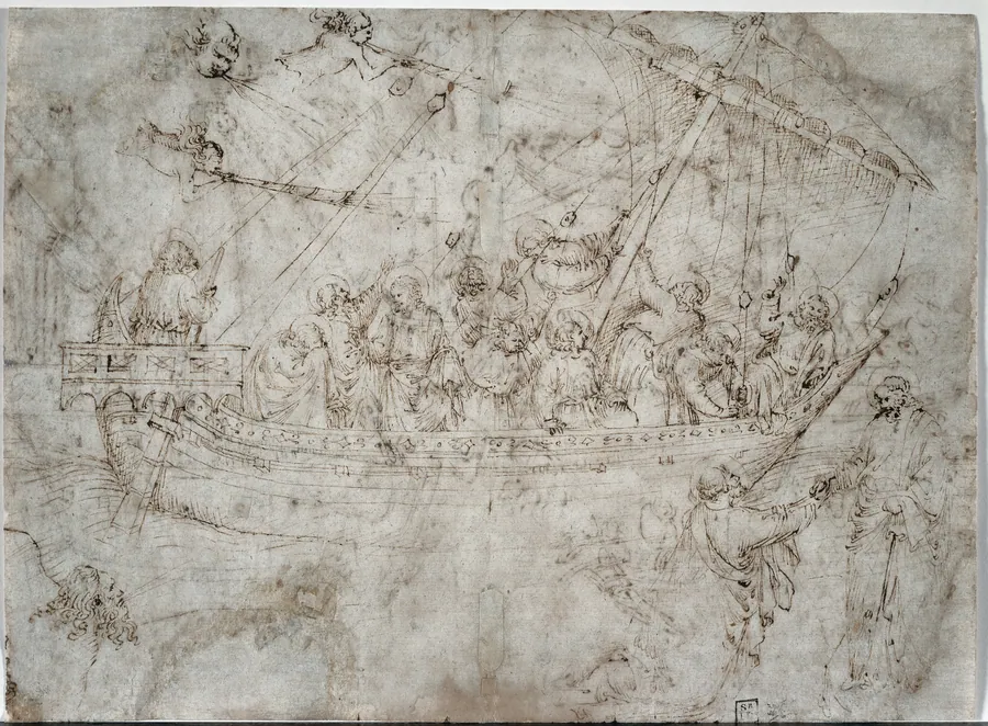 Two Drawings of Ships (verso) by Parri Spinelli