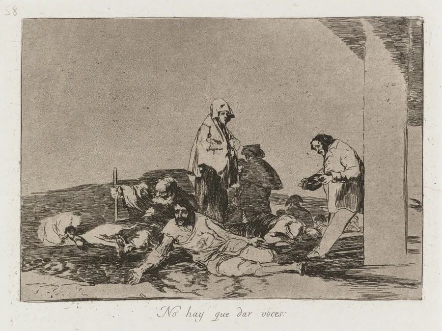 Disasters of War: Pl. 58, It is no use shouting by Francisco de Goya