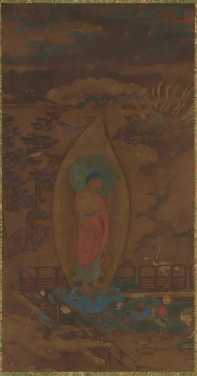 Amitabha welcoming a soul to paradise