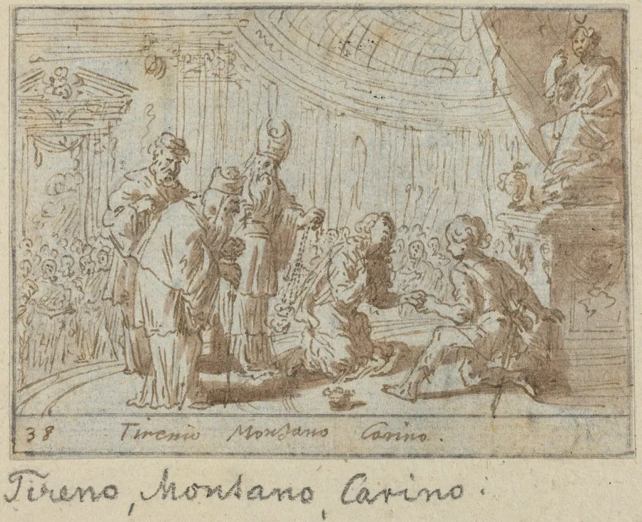 Tirenio, Montano and Carino by Johann Wilhelm Baur