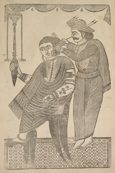 A Barber Cleaning the Ear of a Courtesan