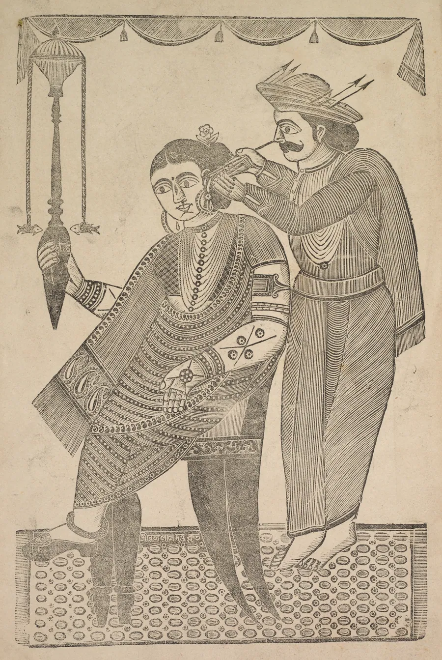 A Barber Cleaning the Ear of a Courtesan by Shri Gobinda Chandra Roy