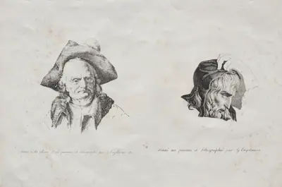 Receuil d'essais lithographiques: Deux têtes