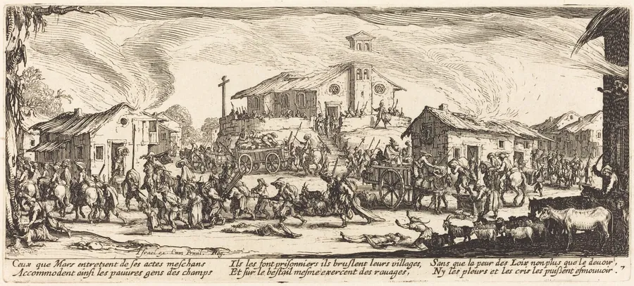 Plundering and Burning a Village by Jacques Callot