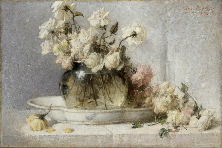Roses by John Ferguson Weir, born West Point, NY 1841-died Providence, RI 1926