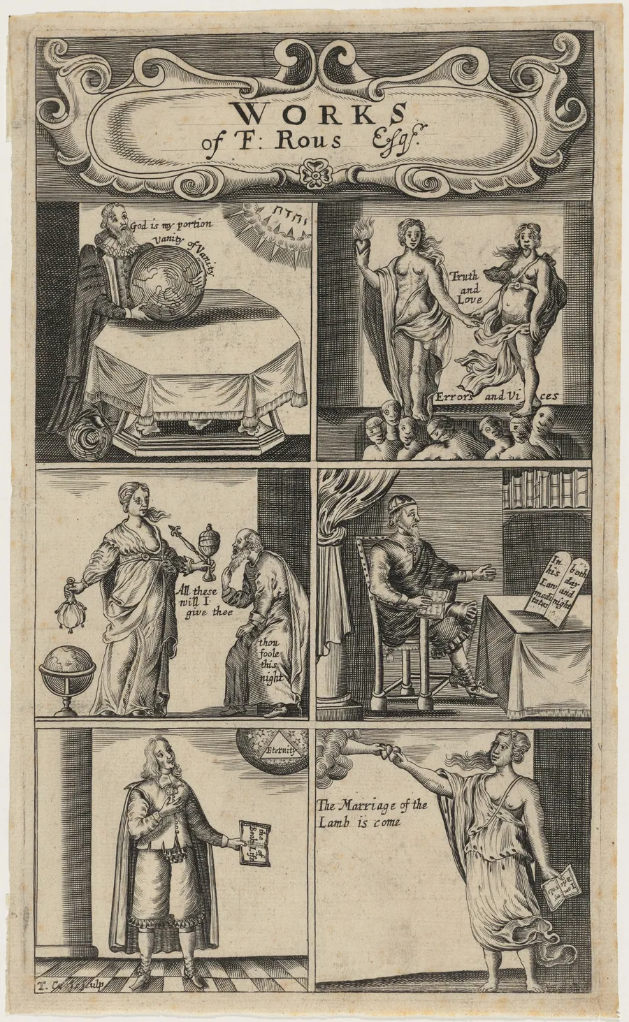 Title Page to F. Rous' Works by Thomas Cross
