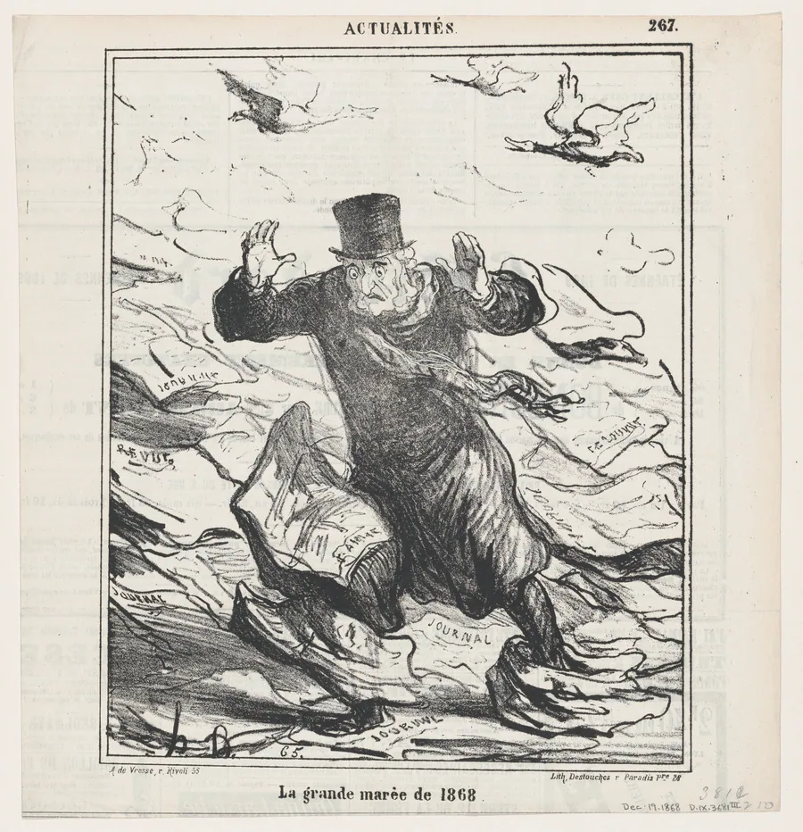 The spring-tide of 1868, from 'News of the day,' published in Le Charivari, December 19, 1868 by Honoré Daumier