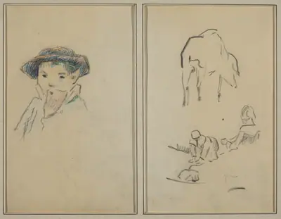 Little Breton Boy; A Pig and a Washerwoman [recto]