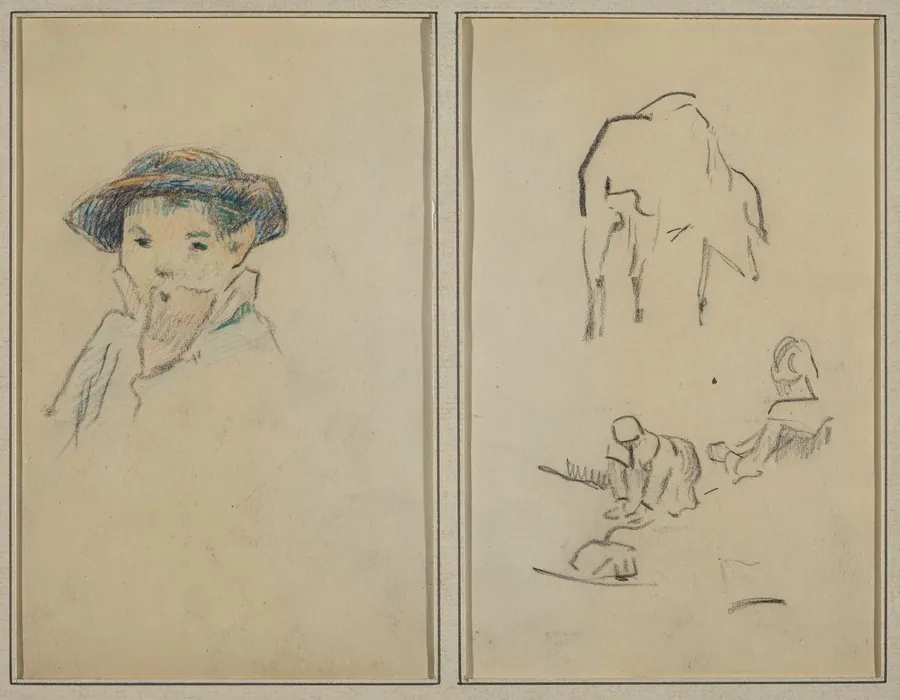 Little Breton Boy; A Pig and a Washerwoman [recto] by Paul Gauguin