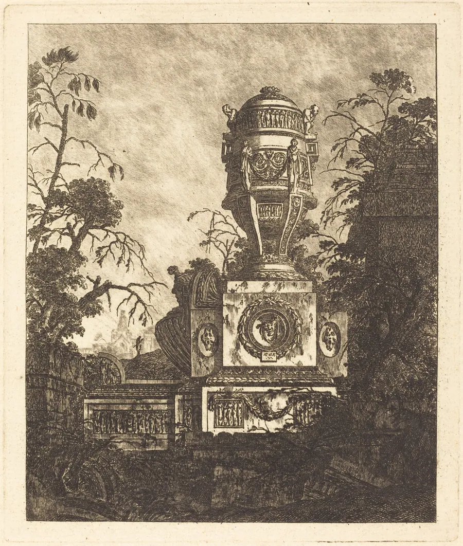 Vase Supported by a Base with Three  Grotesque Faces by Jean-Laurent Legeay