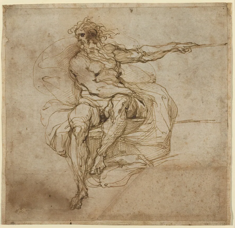 Seated Male Nude [recto] by Agostino Carracci