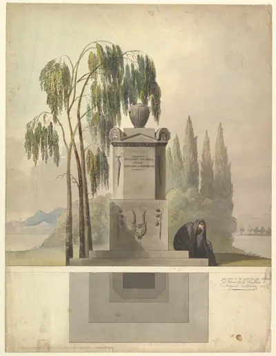 Design for a Tomb, Rothgeisser in Nuremberg (Elevation and Ground Plan)