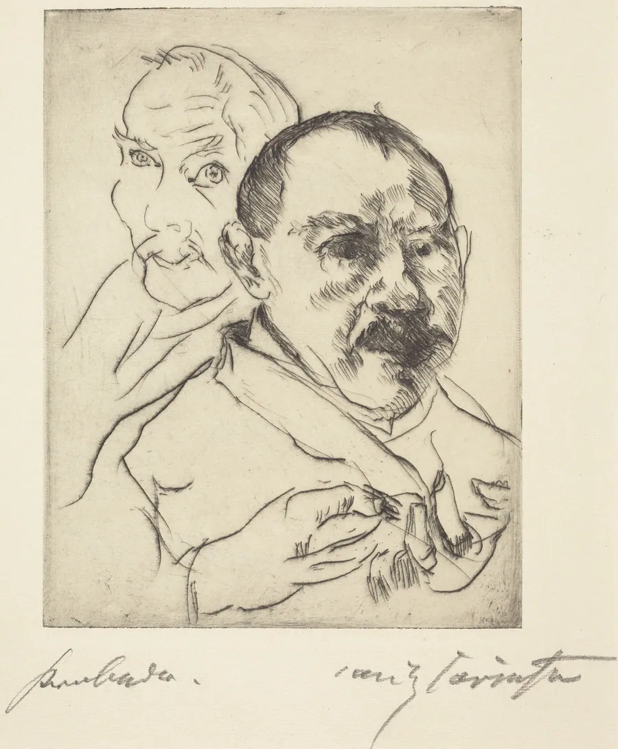 Zwei Männliche Studienköpfe—Selbstbildnisse (Sketch of Two Male Heads—Self-Portraits) by Lovis Corinth