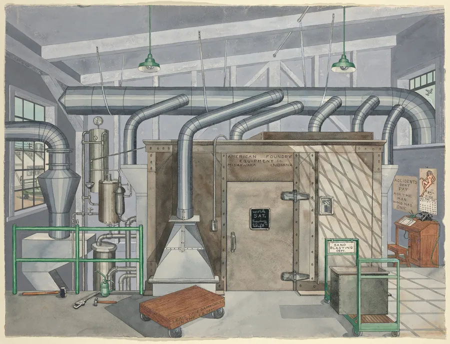 Interior Sand Blasting Chamber, 1935 by Perkins Harnly