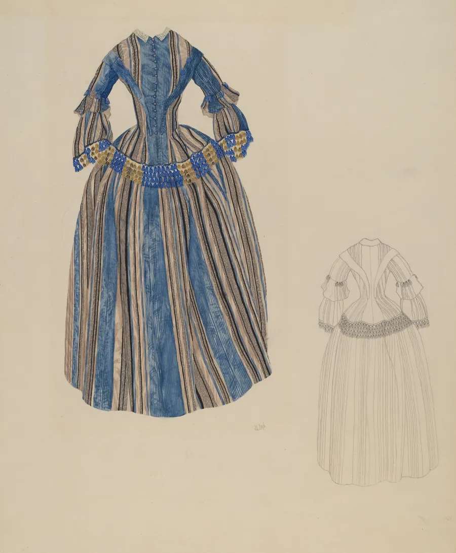 Blue & Grey Striped Dress by Joseph L. Boyd